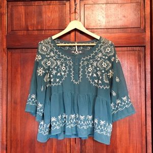 Free People Embroidered Blouse